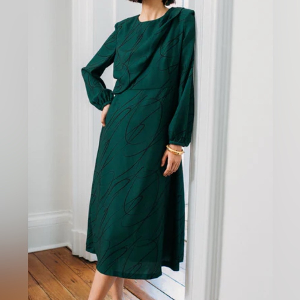 Tuckernuck Twombly draped Macie midi dress Ladies size xs Pine green